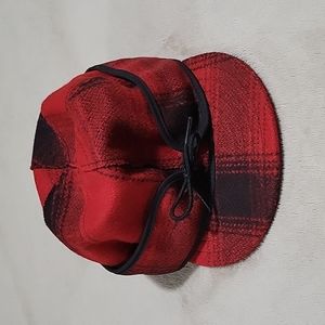 Youth Stormy Kromer, Red and Black Plaid, size 6 1/2